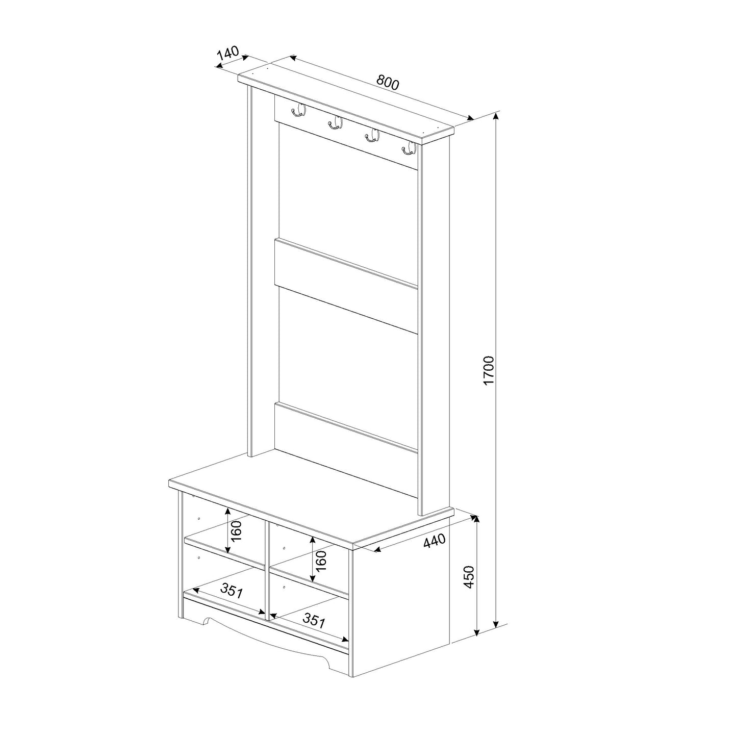 Corona Grey Shoe Bench (CRG950)