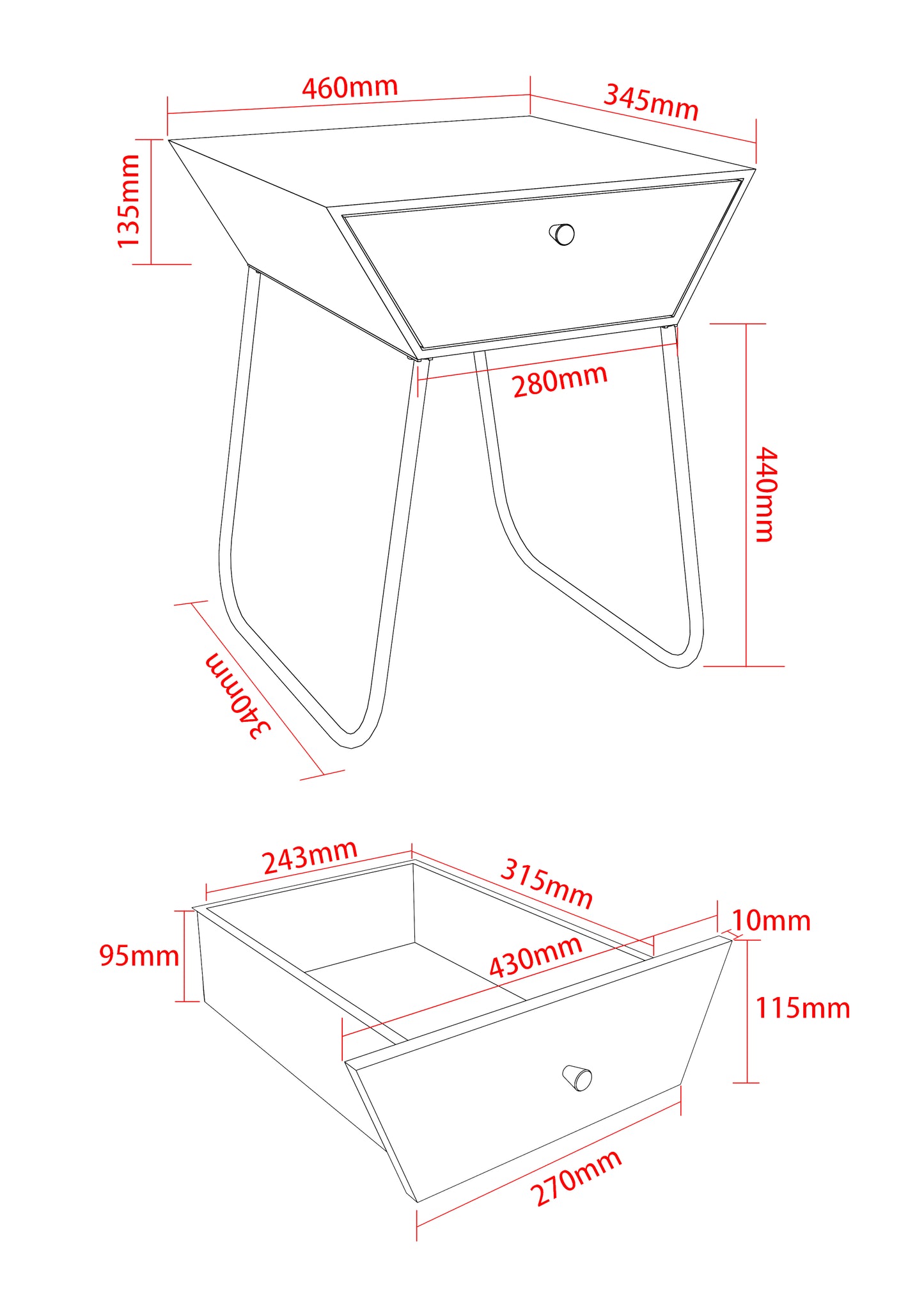 Options Bedside Cabinets (MBS108)