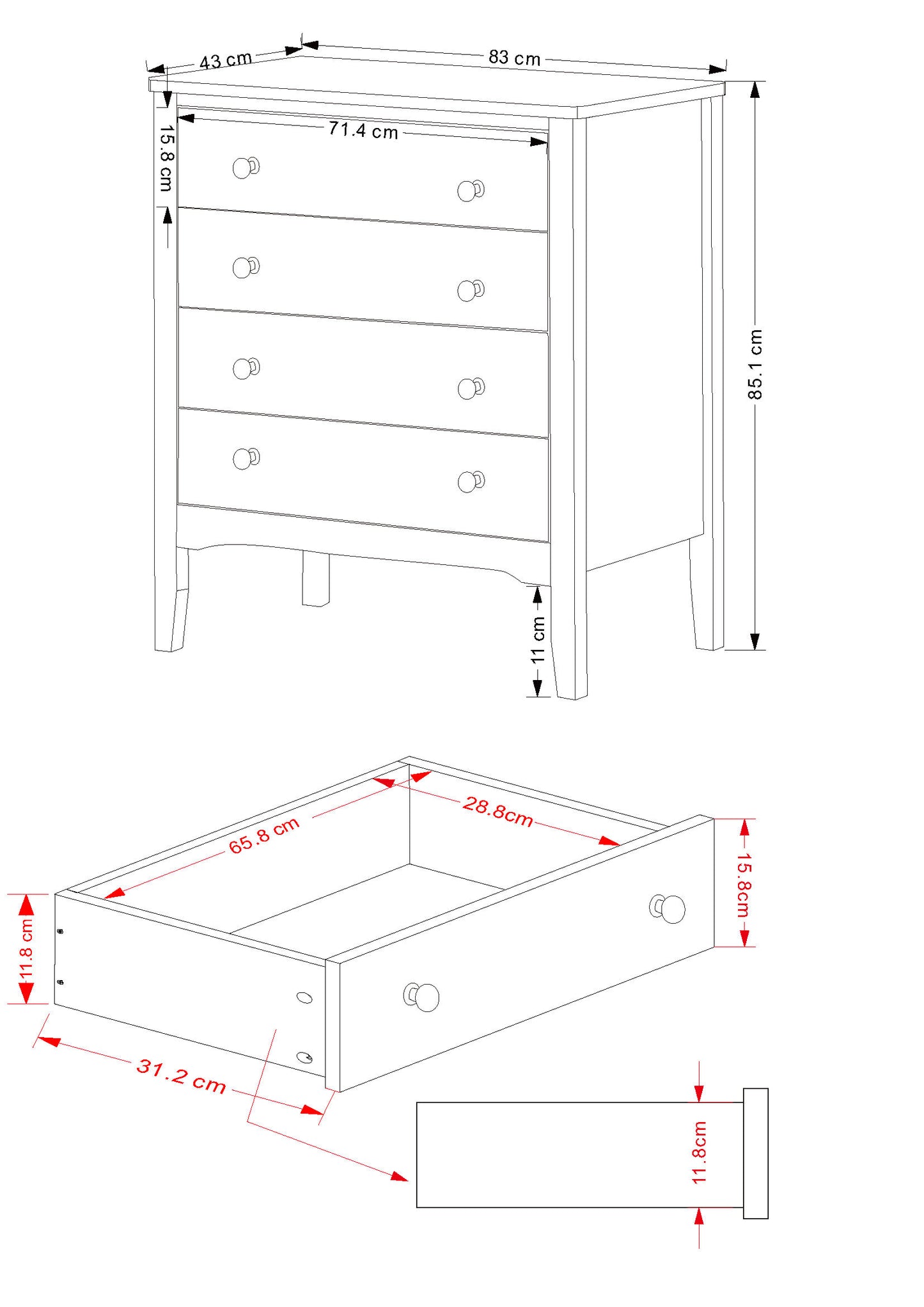 Como Blue Chest of Drawers (CMB514)