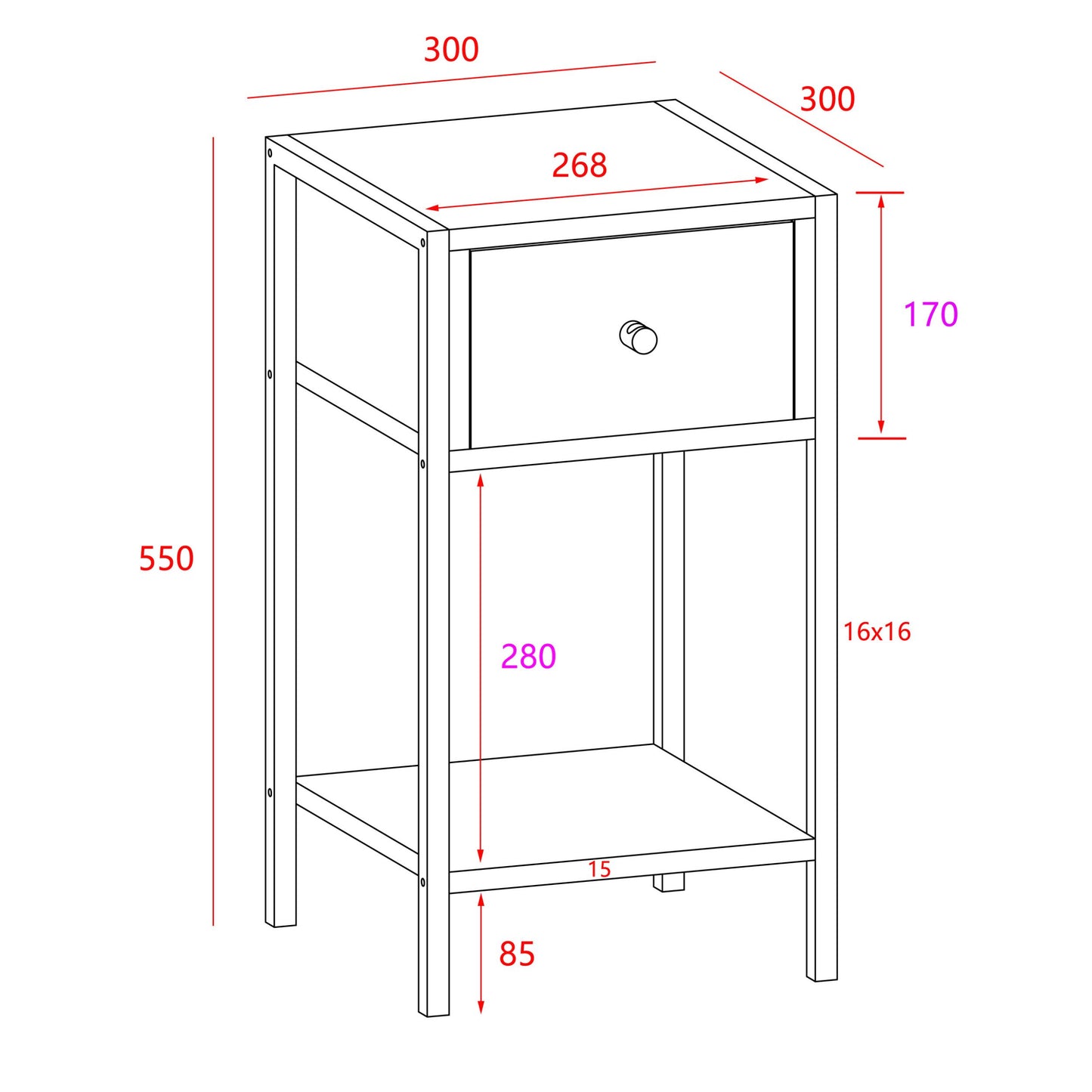 Kelly Bedside Cabinet (KL01-OK)