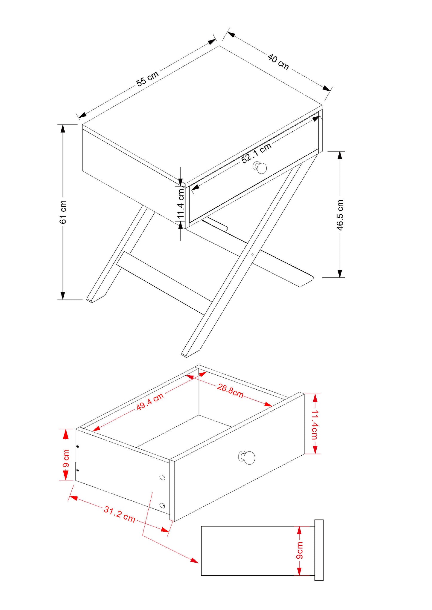 Options White Bedside (BS810)
