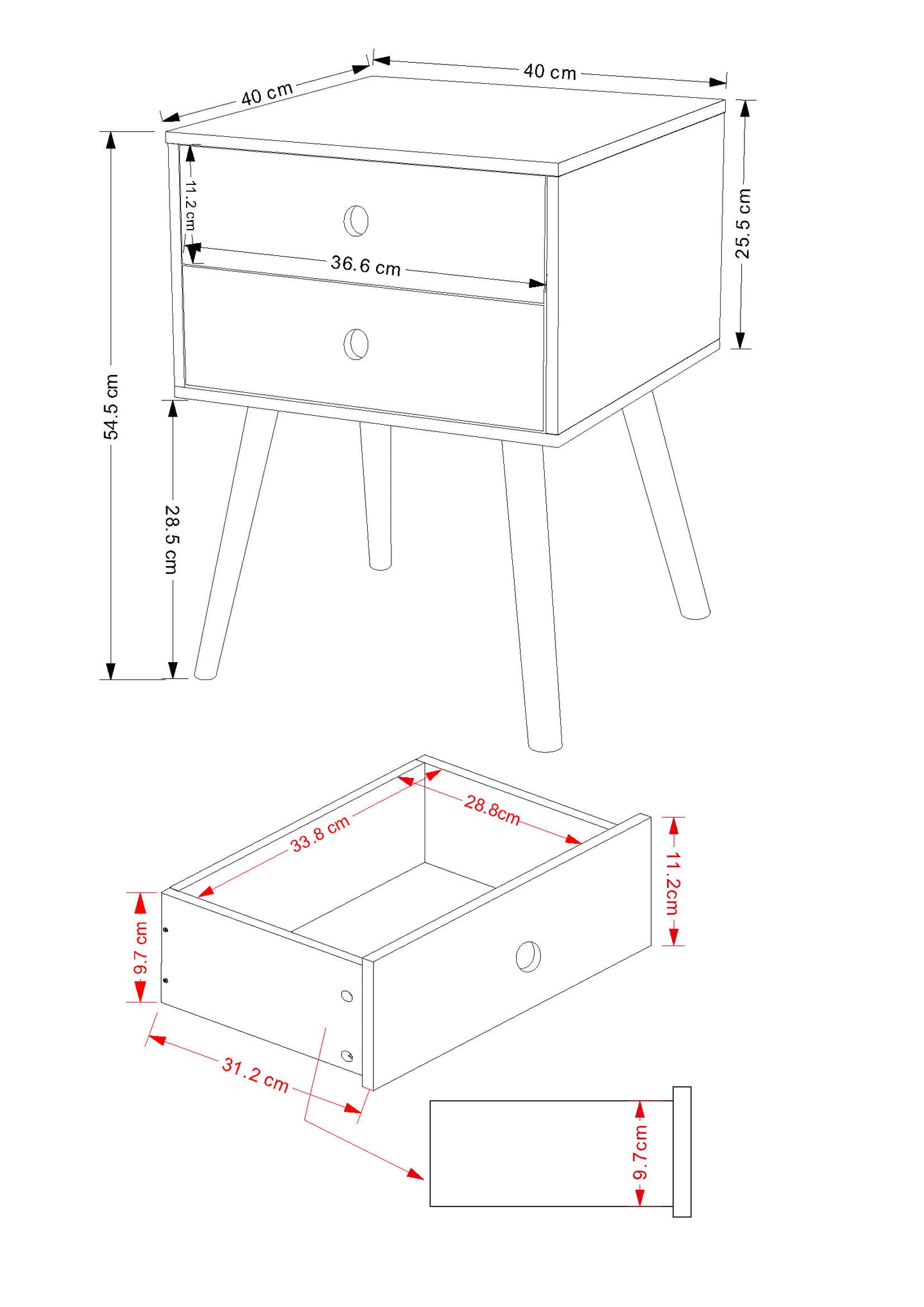Options White Bedside (BS110)