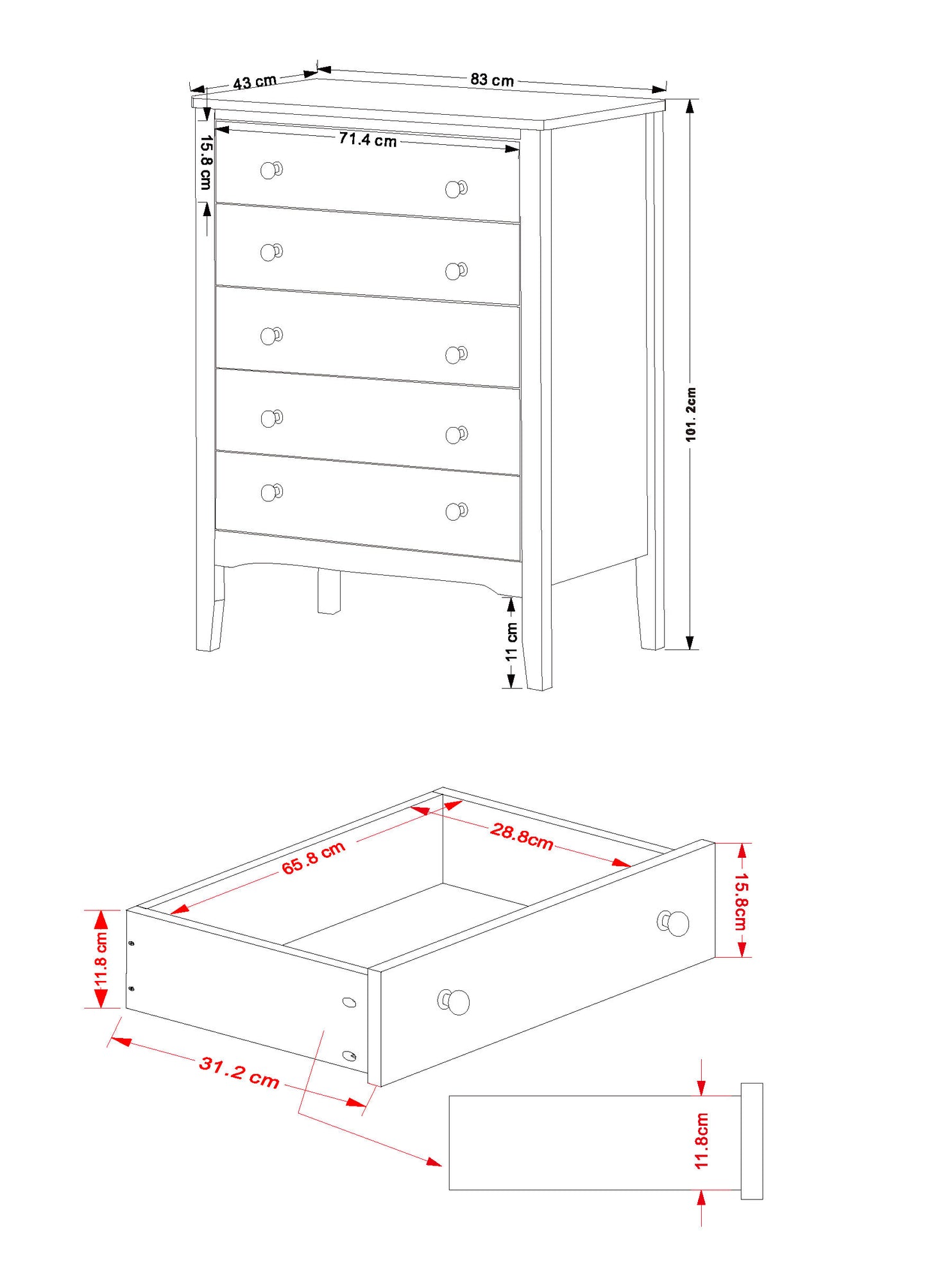 Como Blue Chest of Drawers (CMB515)
